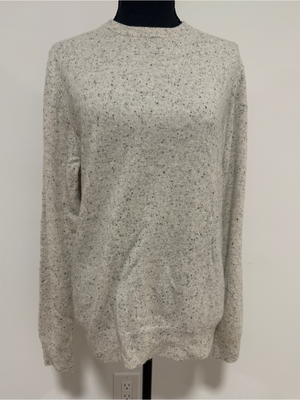 Isaac Mizrahi 100% Cashmere Sweater S Oversized Gray Cream Speckled Crewneck M L